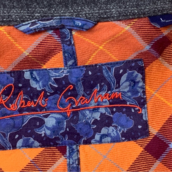 Like new, Men’s Charcoal, Wool, Robert Graham blazer, size large - Picture 4 of 5